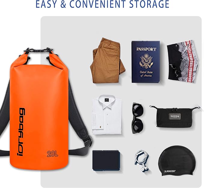 IDRYBAG Dry Bag for Kayaking Waterproof 2L/5L/10L/15L/20L, Small Dry Sack Waterproof Bag for Boating