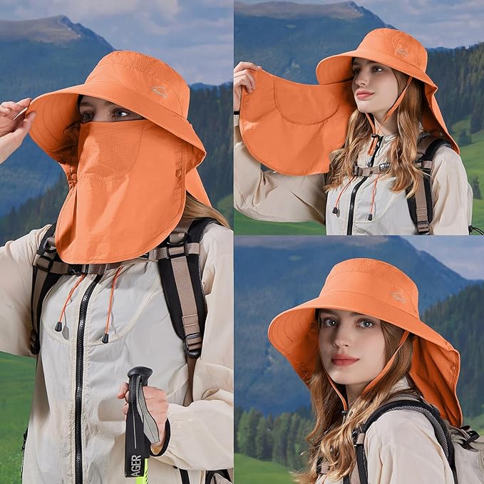 Sun Hat for Men Women with Neck Flap,UPF 50+ UV Protective Hiking Fishing Hats,Wide Brim Sun Hat for Women&Men