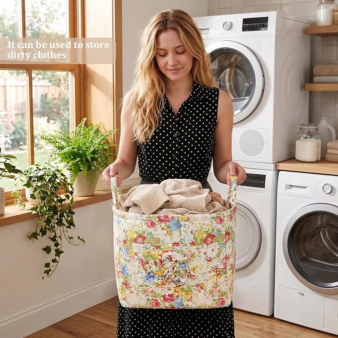 Floral Fabric Storage Basket Car Interior Storage Basket Underwear Sundries Laundry Baskets Supplies Home Organizer Bag (style 9)