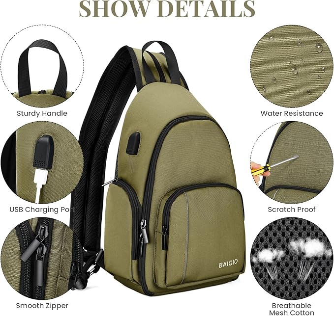 BAIGIO Camera Sling Bag Small Camera Backpack for Photographers,Water-resistant Camera Crossbody Bag Travel Caemra Backpack for DSLR SLR Mirrorless Camera