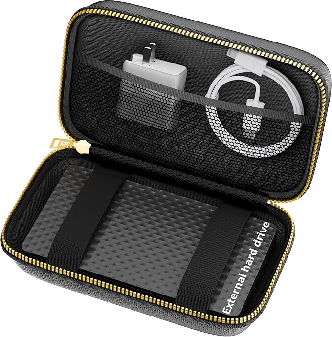 Electronics Travel Organizer with Fireproof Zipper, Hard Case Explosion-Proof Cables Carry Box Compatible with Hard Drive, Fireproof Portable Safe Storage for Power Bank, Phone, Charger, Cord, Black