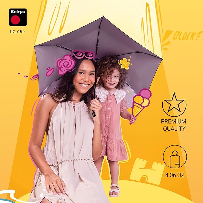 Knirps US.050 Ultra Light Pocket Size Manual Rain Umbrella with Carrying Case