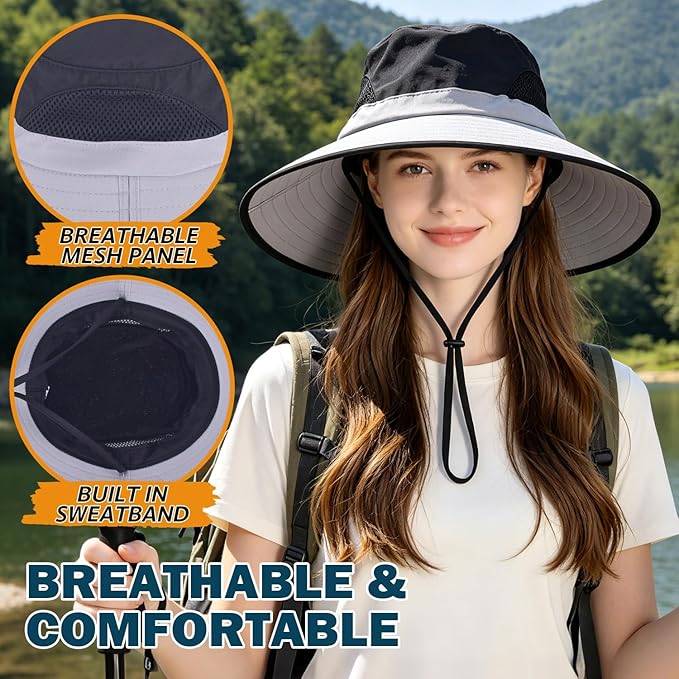 EINSKEY Wide Brim Sun Hat, UPF 50+ UV Protection Waterproof Packable Bucket Hat for Men & Women, Fishing Hiking Beach Garden