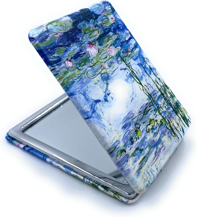 Small Hand Mirror Rectangular Compact Magnifying Mirrors Mini Pocket Purse Mirror Compact Travel Mirror Water Lilies Gifts for Women