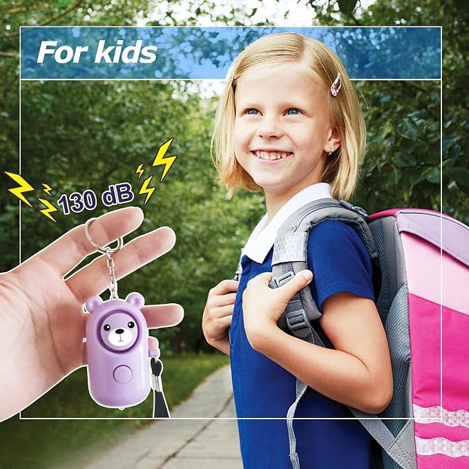 Personal Alarm for Women Kids and Elders Safe Sound, 130dB Siren Emergency Self-Defense Security Alarm Keychain Loudly with LED Light (Emerald+Violet)