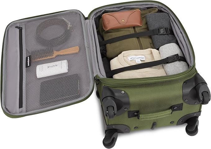 SWISSGEAR Sion 2-Piece Travel Set, Softside Expandable Carry-On Spinner Bundled with 1900 ScanSmart 17" Laptop Backpack with RFID Blocking & Tech Organization, Evergreen