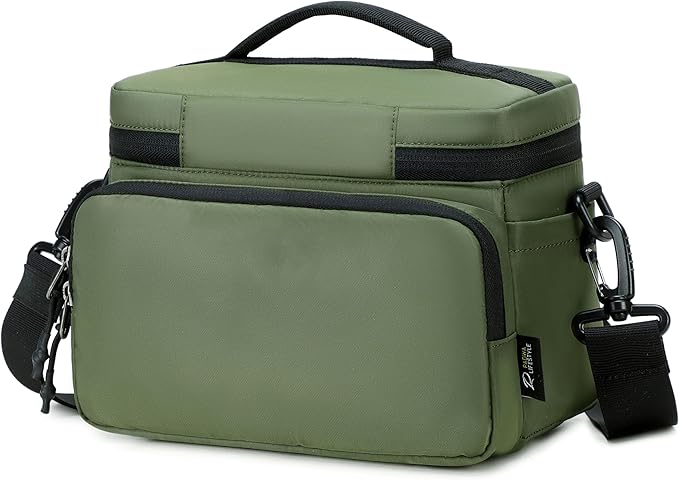 Padwa Lifestyle Green Small Portable Camera Bag - Compact Nylon Camera Photography Bag Weather Resistant with Lens Compartment,Casual Camera Bag for Small Digital,SLR,Mirrorless Cameras