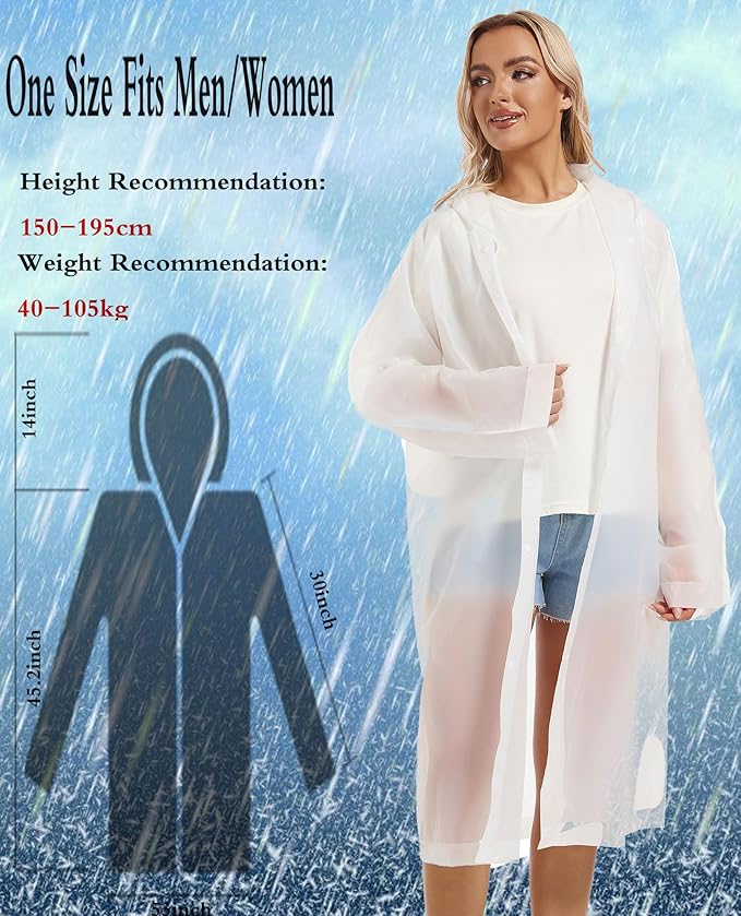 2PCS Rain Ponchos for Adults Reusable Rain Coats for Adults Rain Jackets Raincoats for Men Women