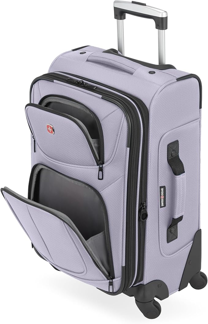 SWISSGEAR Sion Softside Expandable Spinner Luggage Durable Lightweight Travel Suitcase, Evening Haze, Carry-On