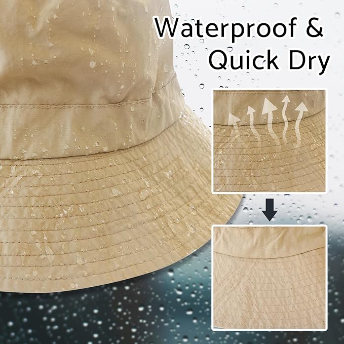 PFFY Packable Sun Bucket Hat for Men Women Outdoor UV Protection Sun Hats Waterproof Lightweight Hiking Outdoor Cap