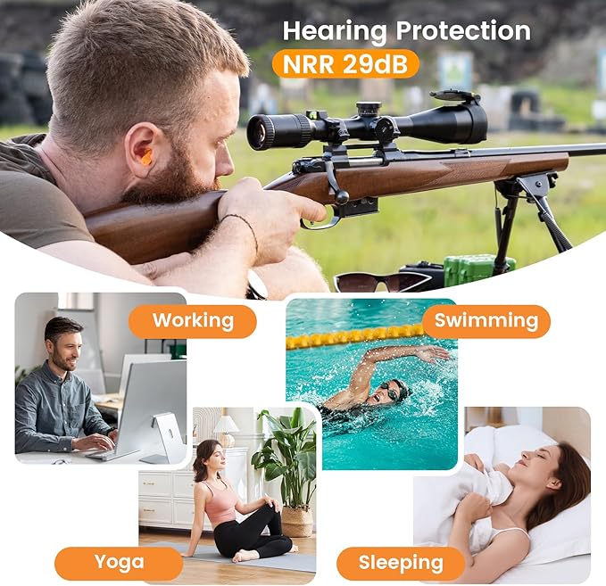 Silicone Ear Plugs, 100 Pairs Hearing Protection for Shooting, Swimming, Sleeping, Noise Cancelling, Corded, Multicolor