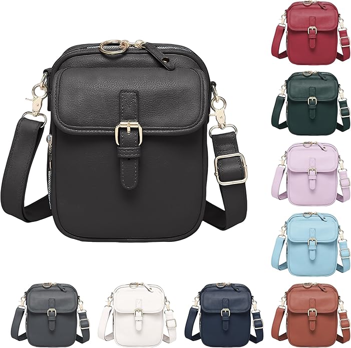 Leather Crossbody Bags for Women Travel Small Crossbody Purse Anti Theft Waterproof Bum Bag with Built in Wallet