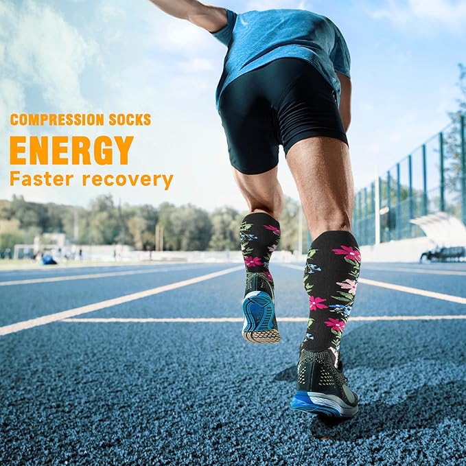 cerpite Compression Socks for Women & Men 6 Pairs Knee High Compression Socks 20-30 mmhg Best for Running,Nurse,Travel