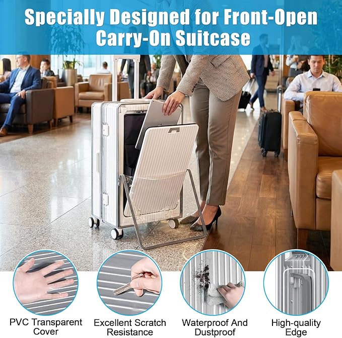 Yotako Clear Luggage Cover Protector with Front Pocket Zipper, 26 Inch Luggage Covers for Front Open Suitcase Wheeled Suitcase 26", No Disassembly