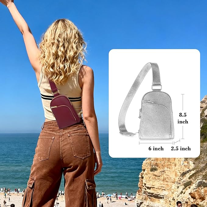 INICAT RFID Blocking Sling Bag, Anti Theft Crossbody Bag for Women Compact Travel Purses Leather