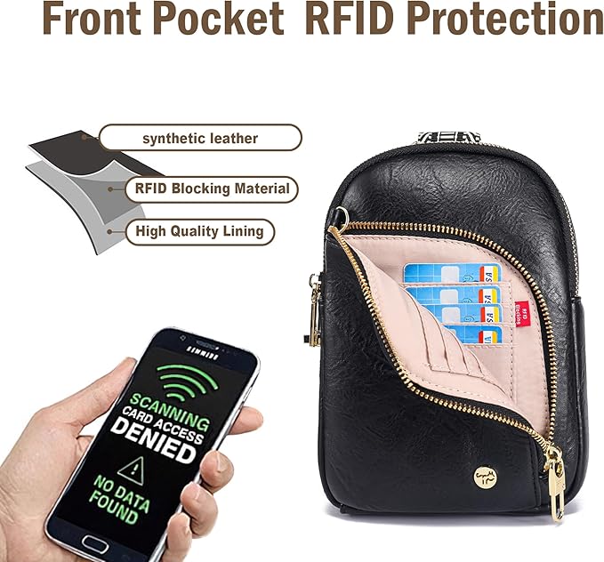 INICAT RFID Blocking Sling Bag, Anti Theft Crossbody Bag for Women Compact Travel Purses Leather