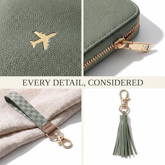 Beautiful Passport Holder for Travel with Wristlet Strap - All-in-One Wallet for Women with Card Slots and Tassel Keychain - Perfect RFID Blocking Case to Keep Your Travel Documents Organized & Safe