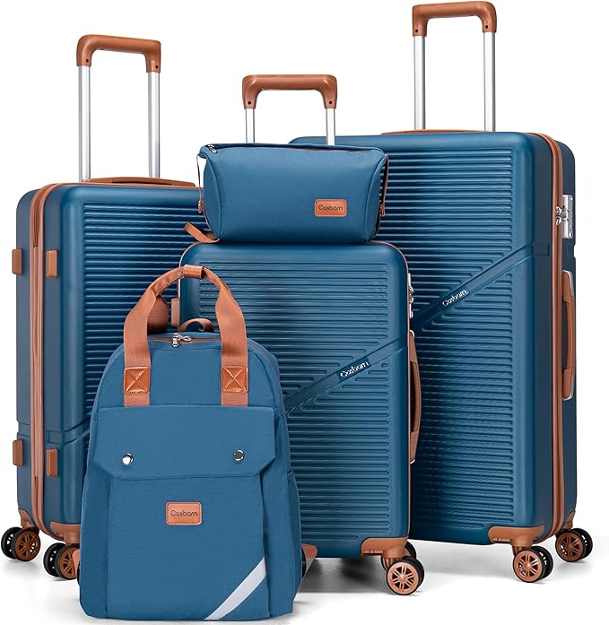 Cosbarn Luggage Sets 5 Piece Suitcases with Wheels, Suitcase Set ABS Hard Case Luggage with TSA Lock Spinner Wheels Durable Travel Luggage (5-Piece Set(20"/24"/28"))