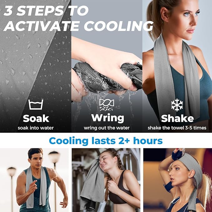 Cooling Towels (40"x12"), Cooling Towels for Neck and Face, Microfiber Ice Towel Cool Towel for Yoga, Golf, Sports, Gym, Workout, Camping, Fitness, Outdoor & More Activities