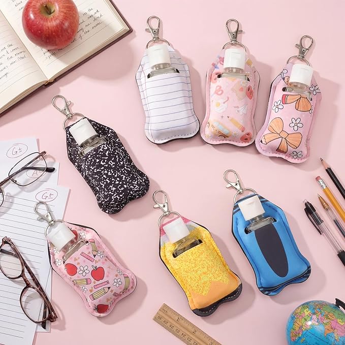 40 Pcs 20 Set Teacher Appreciation Gifts Hand Sanitizer Keychain Holders Set Includes 20 Pieces Empty Bottles 20 Pieces Hand Sanitizer Holder for Teacher Coworker Employees