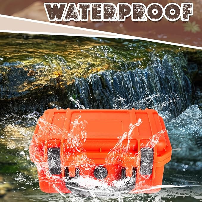 Relaxweex 1 Pcs Waterproof Hard Case with DIY Customizable Foam Insert Portable Protective Case with Knife for Camera Drones Equipments Tools Test Instruments(Reddish Orange,14.3 x 11.4 x 4.5 Inch)