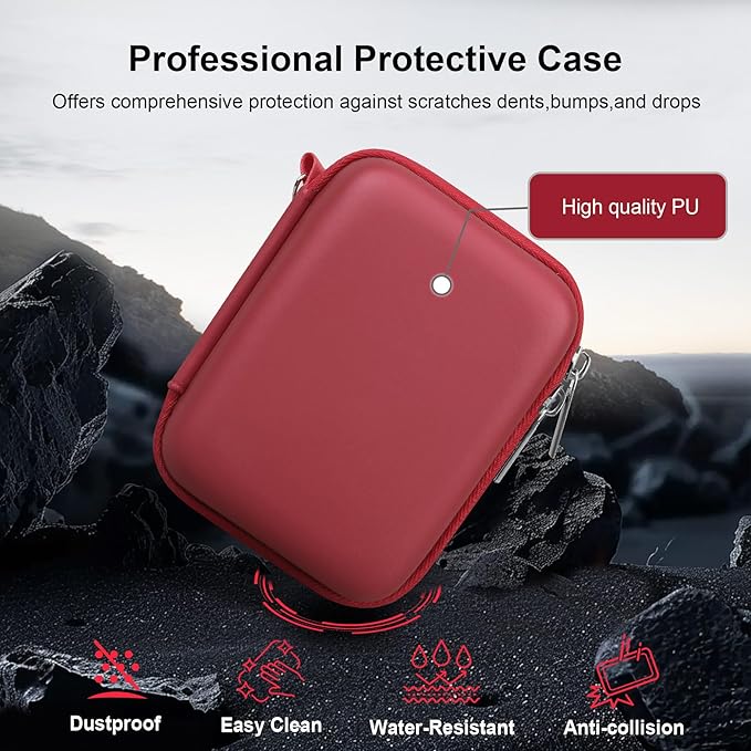 RAIALL Carrying Case for KODAK PIXPRO C1 Friendly Zoom Digital Camera, Point and Shoot Vlogging Camera Hard Travel Bag, Mesh Pocket for Charging Adapter, SD Card, USB Cable and Batteries, Red