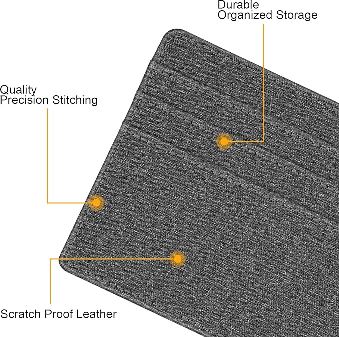 FINTIE Slim Minimalist Front Pocket Wallet, RFID Blocking Credit Card Holder Card Cases with ID Window for Men Women, Denim Gray