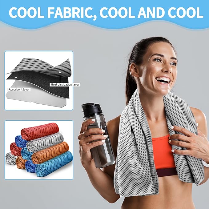 Honoson 10 Pcs Cooling Towel Bulk - Neck & Face Cool Chilly Towels Microfiber Breathable Sport Sweat Rag for Gym, Yoga, Travel, Camping, Running, Outdoor (Vivid Colors)