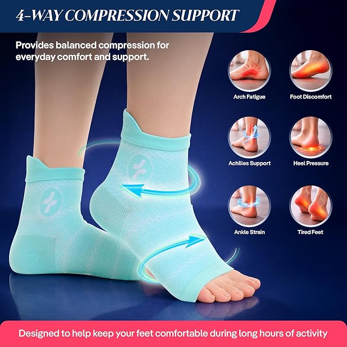 COOLMATE Ankle Support Light Compression Socks for Women and Men, Toeless Arch Support Sleeve for Running, Walking, Workout
