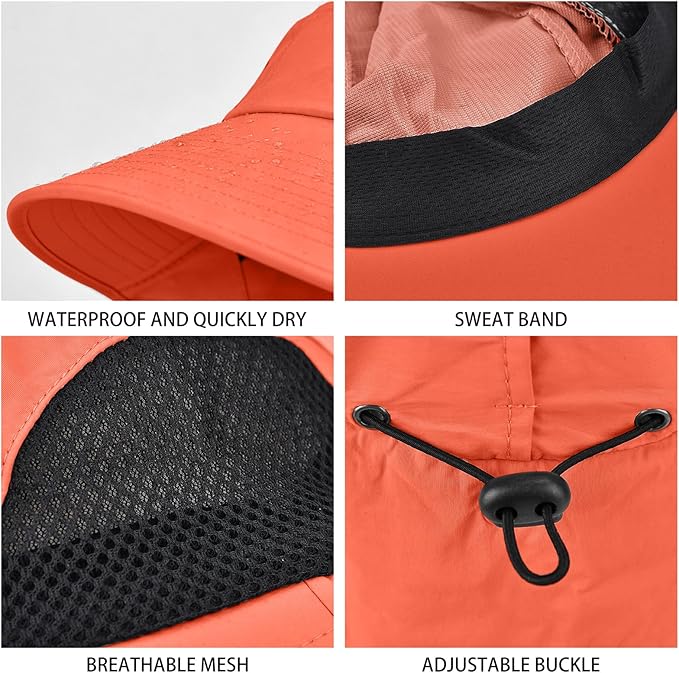 Sun Hat for Men Women with Neck Flap,UPF 50+ UV Protective Hiking Fishing Hats,Wide Brim Sun Hat for Women&Men