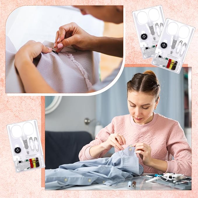 Knitgrip 25 Boxes Mini Travel Sewing Kit Quick Fix Sewing Kits Bulk Basic Portable Pre Threaded Needle Emergency Repair Tool for Adults DIY Handcraft Wedding Gifts Beginner Traveler Home Hotel (White)