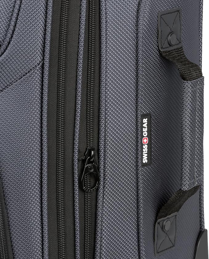 SWISSGEAR Sion Softside Expandable Spinner Luggage Durable Lightweight Travel Suitcase, Dark Grey, Carry-On