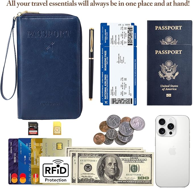 Family Passport Holder for Travel Women and Men RFID Passport Holder with Card Slots Holder Passport Case Passport cover Passport Wallet Travel Essentials and Accessories