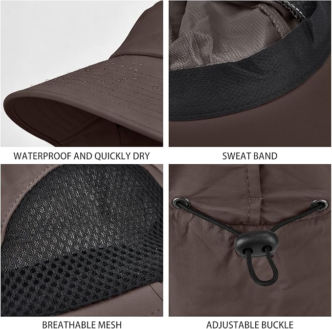 Sun Hat for Men Women with Neck Flap,UPF 50+ UV Protective Hiking Fishing Hats,Wide Brim Sun Hat for Women&Men
