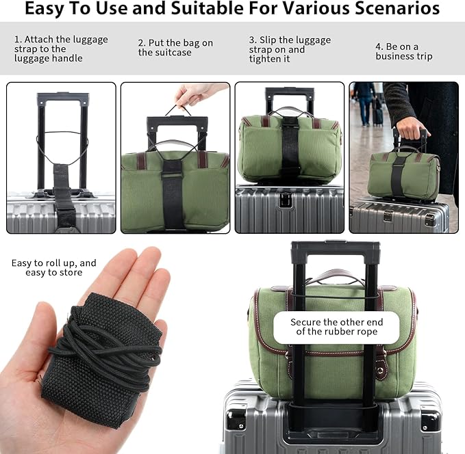 4 Pcs Luggage Straps, Strong Adjustable Luggage Connector Straps Luggages Strap for Add a Bag Bungees Multi-Purpose Travel Accessory Handle Handbag Backpack Spinner Carryon Travel