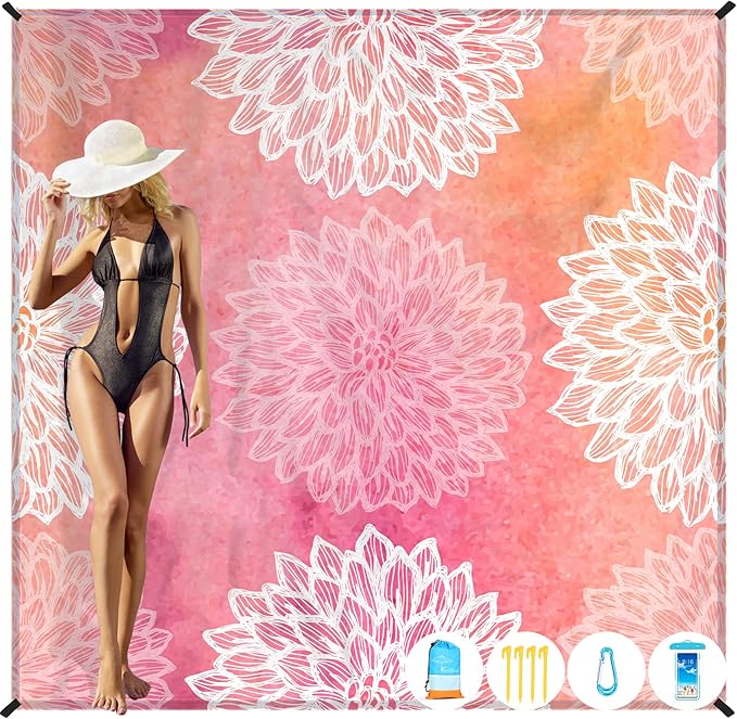 Famstar Beach Blanket Oversized Extra Large 78"X81"/10'X9',Waterproof Sandproof Beach Blanket 2-8 Adults Lightweight Durable for Travel Camping Hiking Picnic