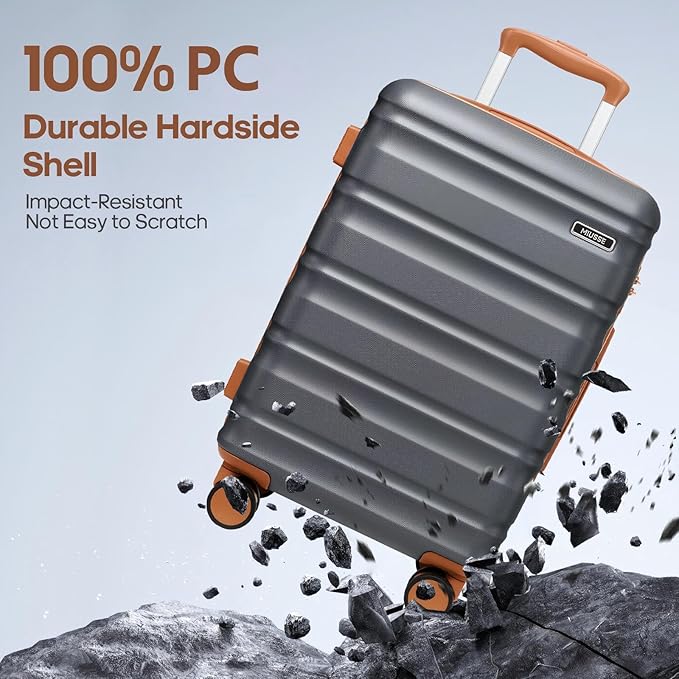 7 Piece Luggage Sets with Premium YKK Zipper, 20/24/28in PC Hardside Suitcase With Spinner Wheels, Luggage Airline Approved, Durable Suitcase Sets with TSA Locks for Travel