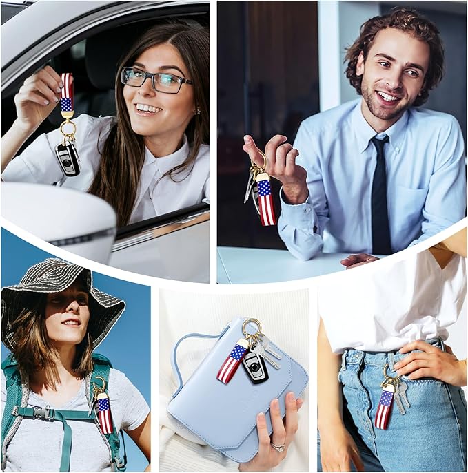OHKYOOT Leather Car Keychain,Carabiner Clip Key Fob Keychain for Home Car Keys Women Men