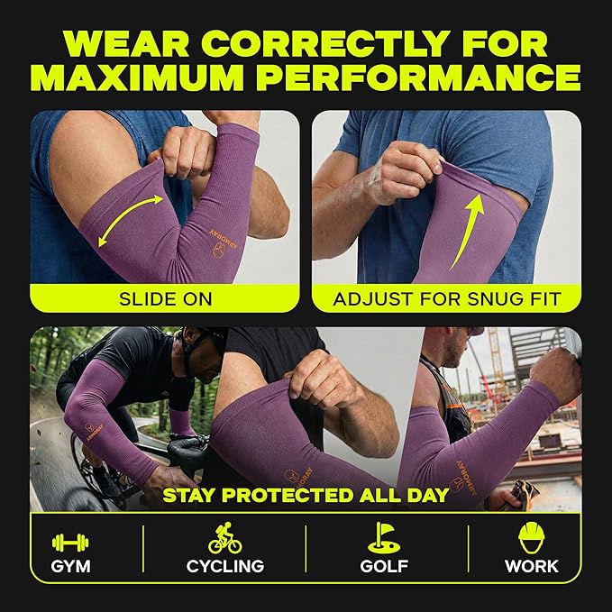 ARMORAY Arm Sleeves for Men and Women - UV Sun Protection Cooling Compression - Tattoo Cover Up Sleeve for Daily Wear & Work