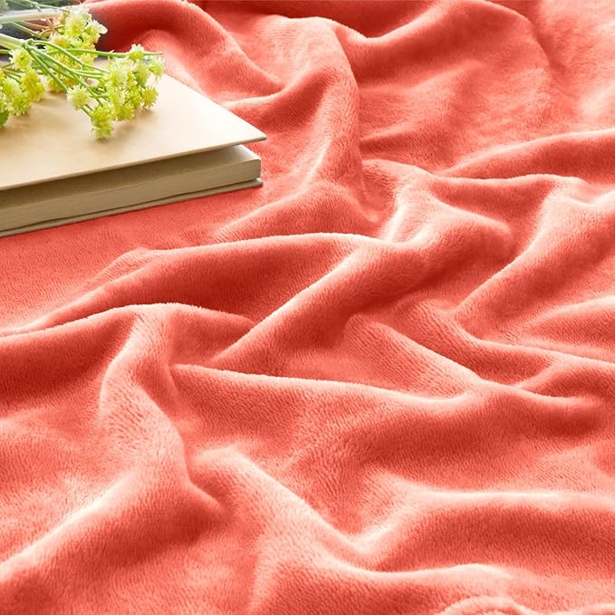 BEDELITE Fleece Blanket Coral Red Throw Blankets for Couch & Bed, Luxury Plush Cozy Fuzzy Blanket 50x60 inches, Super Soft Warm Lightweight Throw Blanket for Travel Camping