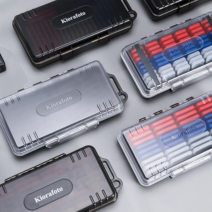 36 Slots SD Card Case with 36 Individual Clear Plastic Memory Card Cases for 36x SD SDXC SDHC Cards,Water-Resistant Anti-Shock Camera SD Card Holder Organizer with Carabiner & Labels - Transparent