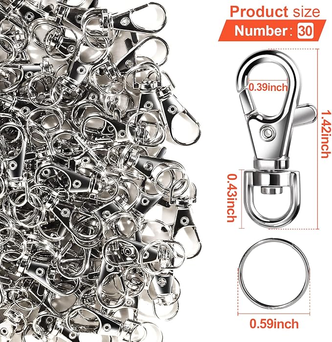 LEOBRO 480PCS Lobster Claw Clasps and Key Rings, Keychain Making Kit - 240PCS Keychain Clips and 240PCS Key Chain Ring, Split Rings, for Key Chains, Crafts, Lanyard, Key, Jewelry Making