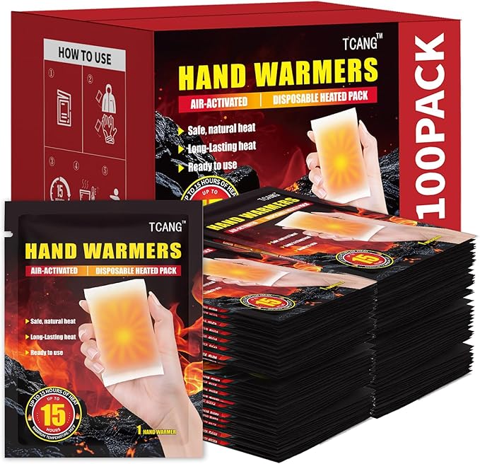 Hand Warmers Disposable - Up to 15 Hours of Heat - 10/50/100/200 Pack Super Long Lasting Air Activated Warmers, All Natural, Portable for Body, Hands & Toes - Odorless Hot Warmer Heater for Outdoor