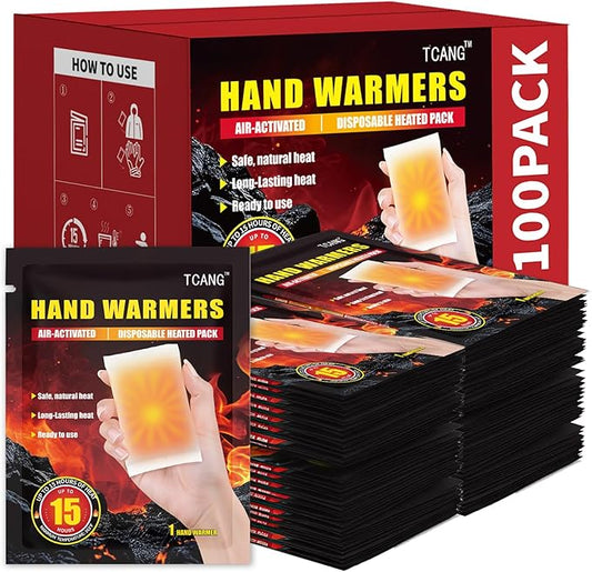 Hand Warmers Disposable - Up to 15 Hours of Heat - 10/50/100/200 Pack Super Long Lasting Air Activated Warmers, All Natural, Portable for Body, Hands & Toes - Odorless Hot Warmer Heater for Outdoor