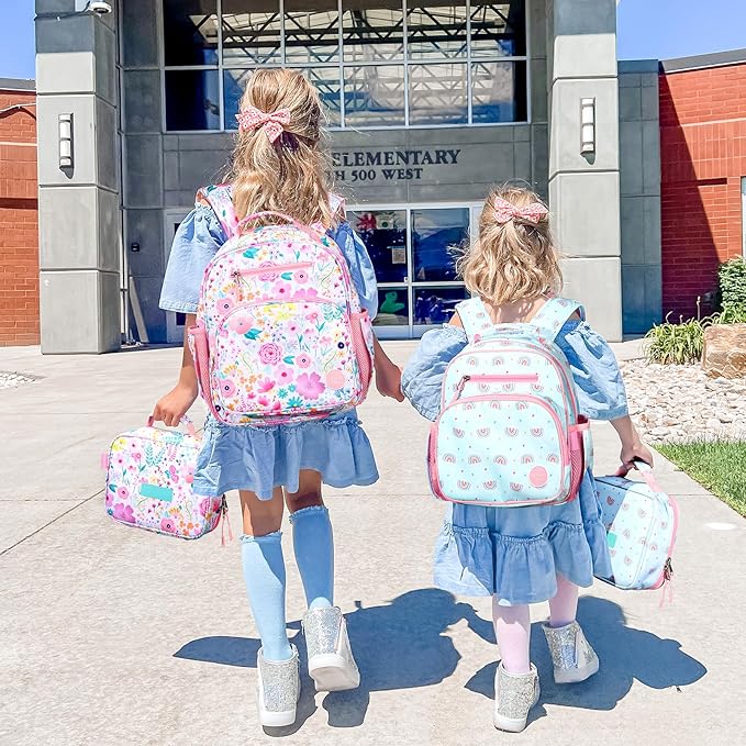 mibasies Toddler Backpack for Girls 2-4: Preschool Kindergarten Backpack - Cute Kids Backpacks for Girls - Rainbow Blue