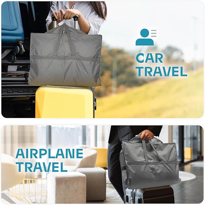 Lazebox 43" Travel Garment Bag with Accessories Zipper Pocket, Heavy Duty Suit Bag for Suits, Tuxedos, Dresses, Coats, Grey, 1 pack