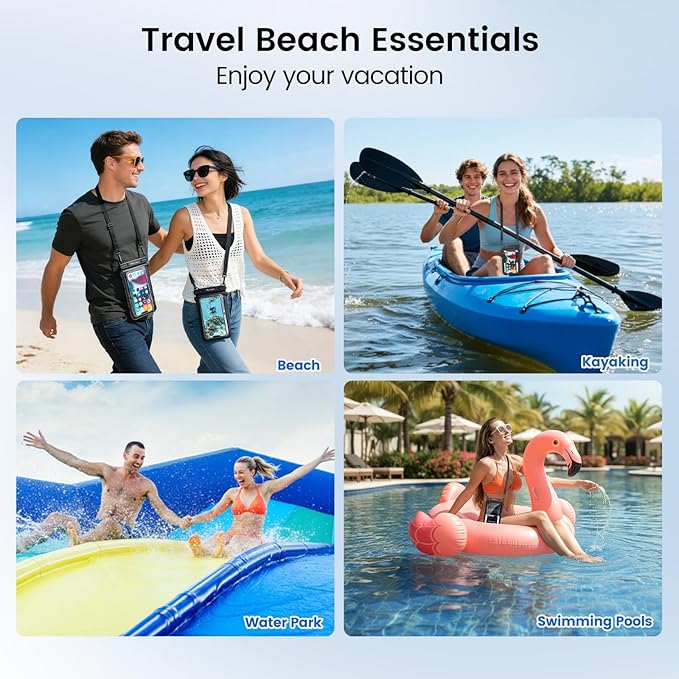 Niveaya IPX8 Double Space Waterproof Phone Pouch (up to 8.3") -2 Pack Waterproof Phone Case with Lanyard for iPhone 17 16 15 Pro Max,Touchscreen & Underwater Photography, Beach Cruise Essentials 2026