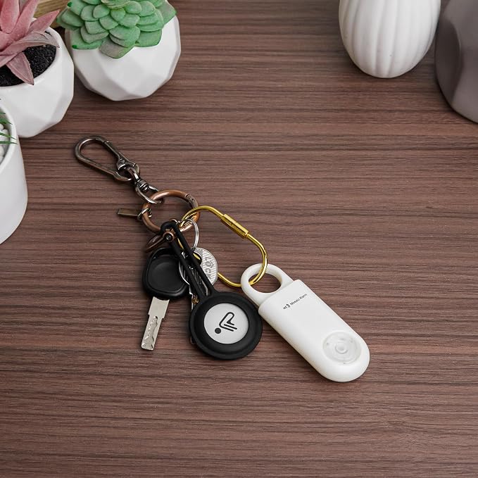 130dB Personal Safety Alarm Ultra Bright Strobe Light Loud Sound Keychain Siren with Carabiner for Women, School Children. Hiking Alarm Bear Deterrent. SOS Emergency Alerts. Coconut White