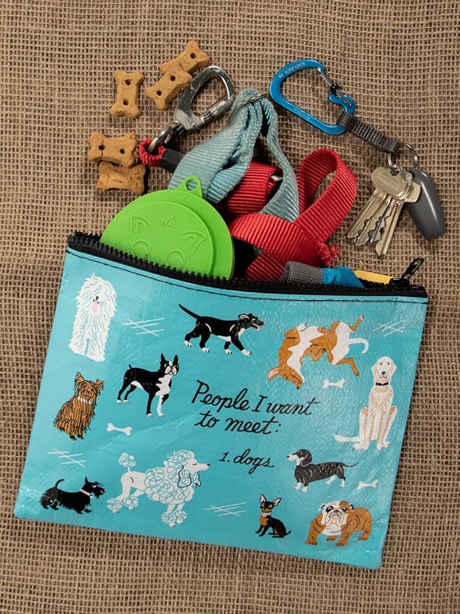 Blue Q Zipper Pouch, Made from 95% Recycled Material, 7.25" h x 9.5" w, Colorful Chunky Zipper