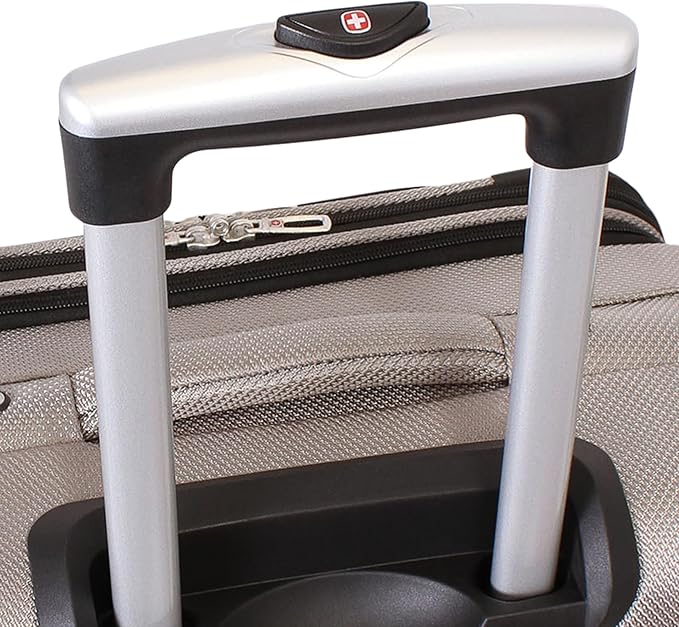 SWISSGEAR Sion Softside Expandable Spinner Luggage Durable Lightweight Travel Suitcase, Pewter, Checked-Medium